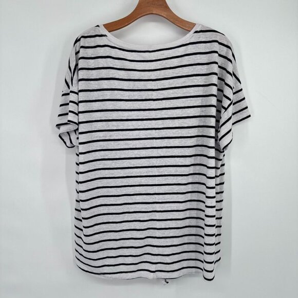 Talbots Womens size 2X Striped Linen blend knit Tie-Front Top navy white plus - Picture 10 of 10